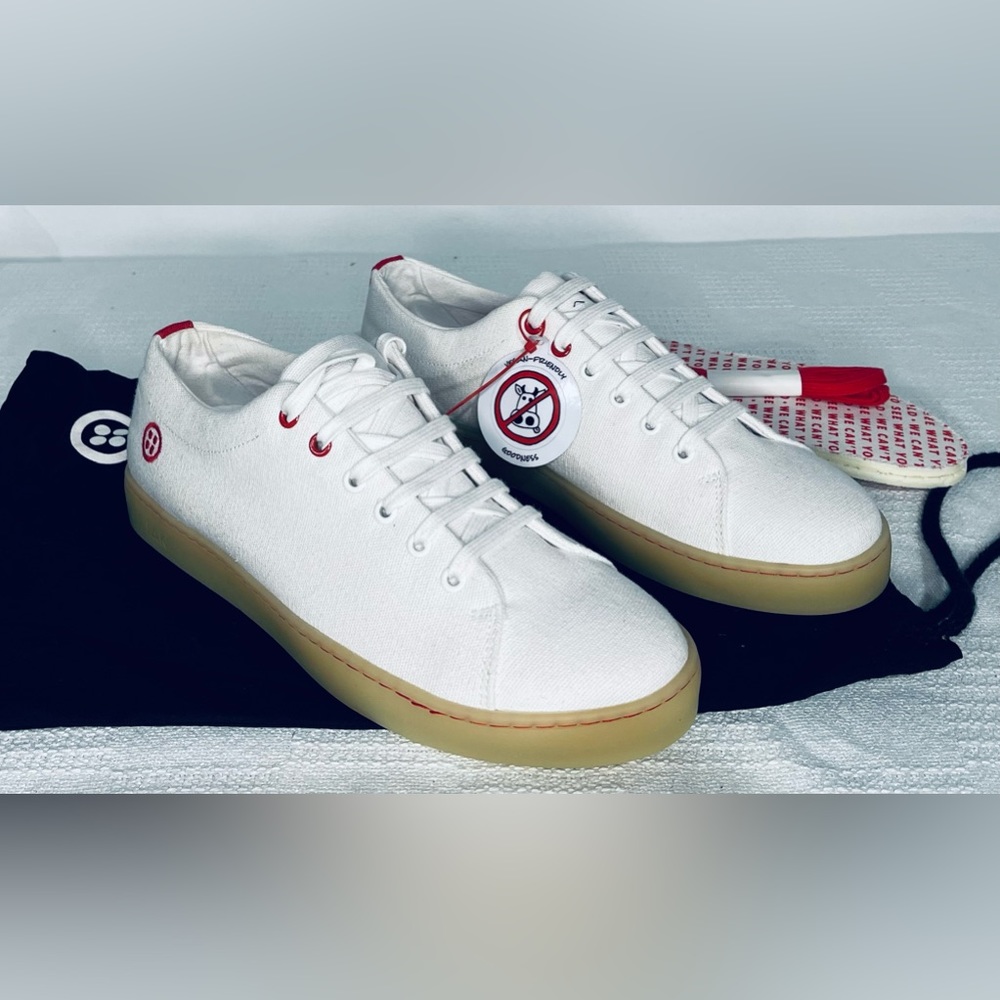 NWT Men’s/ Unisex Jak White/Red Canvas lace up low top sneakers shoes 40